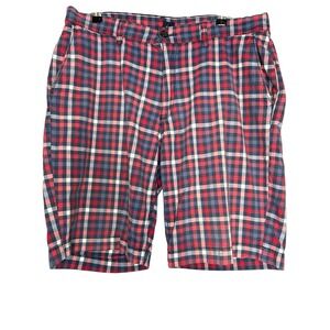 Gap Shorts Mens Size 35 Red White Blue Plaid Flat Front‎ Slash Pockets Plaid
